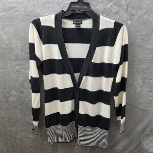 Wet Seal Black & White Striped Cardigan - Size Large